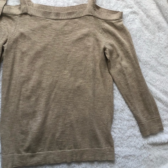 J. Crew Tan Cold Shoulder Tie Shoulder Sweater - Picture 12 of 12